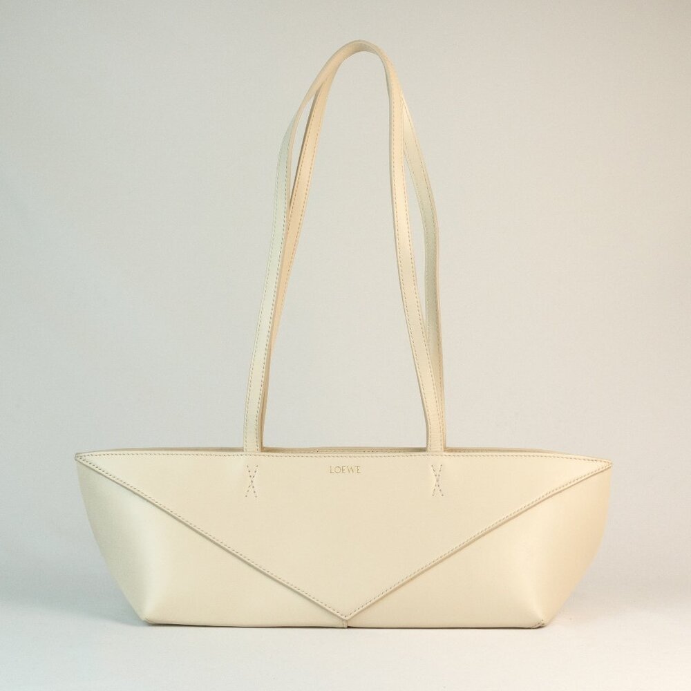 Loewe Puzzle Fold Cropped Tote Shoulder Bag, Ivory
